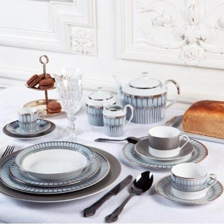 Сервиз столовый 20 предметов Deshoulieres Arcades Gris Bord Platine