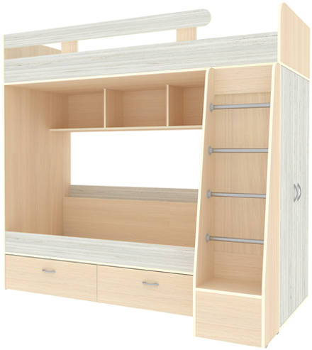 Двухъярусная кровать КарИВи Юниор 6  Дуб Молочный Винтерберг