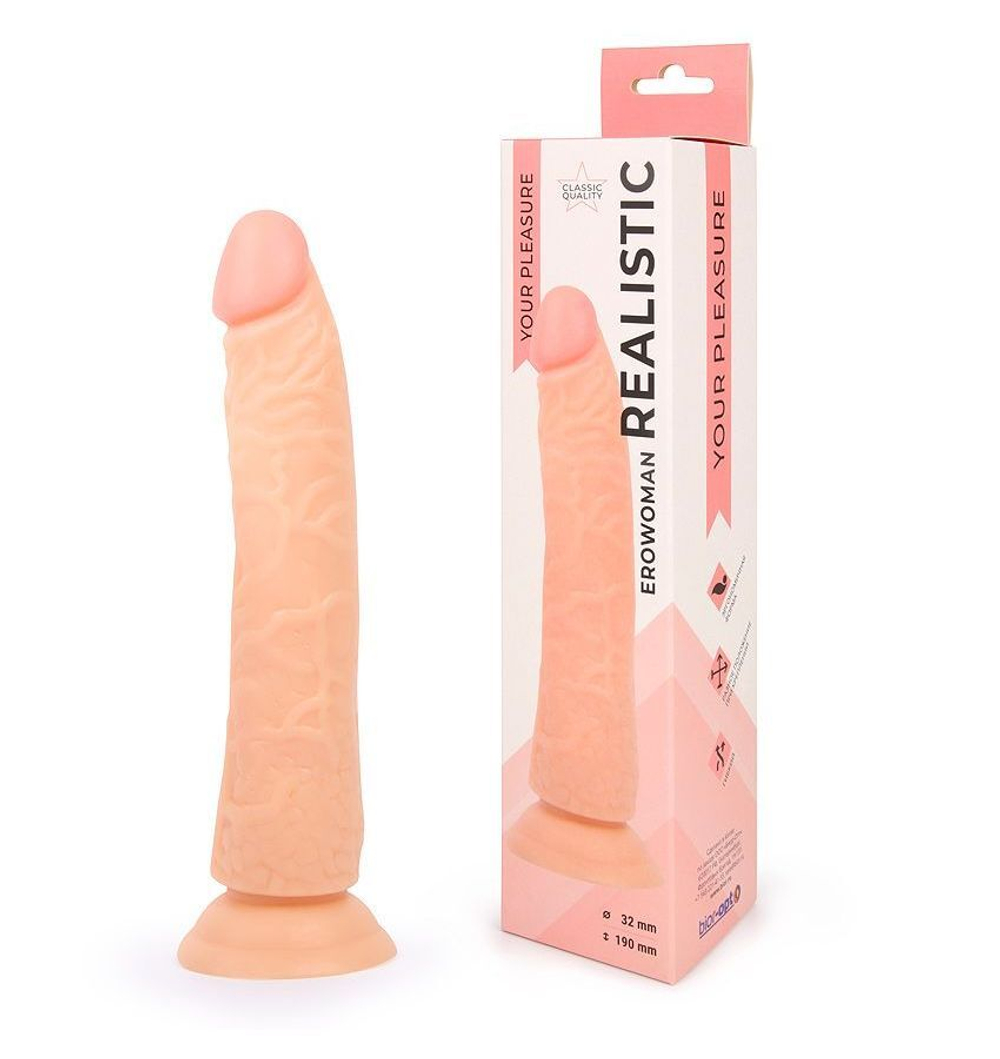 Фаллоимитатор-реалистик Erowoman телесного цвета - 22 см. (Цвет: телесный)