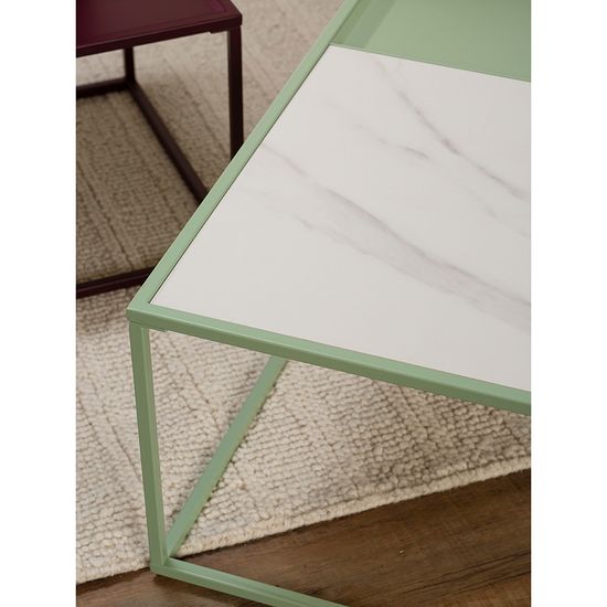 Столик журнальный mayen, 110х50 см, белый/зеленый