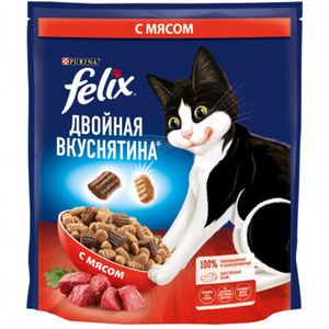 КОРМ FELIX Феликс СУХОЙ ДВОЙНАЯ ВКУСНЯТИНА С МЯСОМ 600ГР