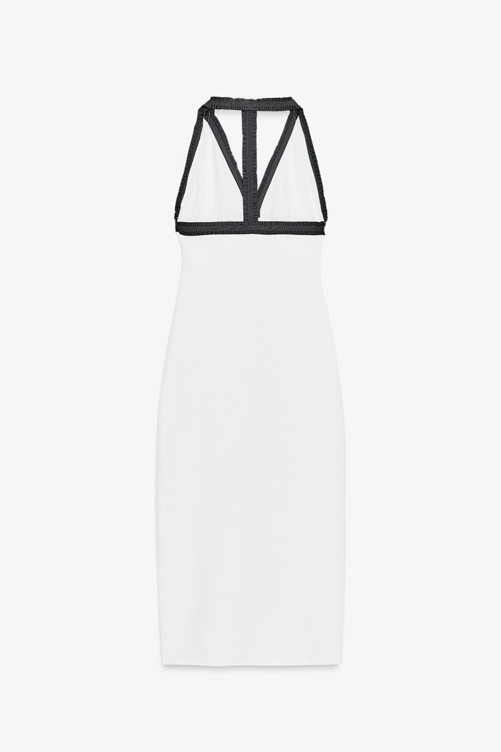 ZARA ЭЛАСТИЧНОЕ ПЛАТЬЕ ХАЛТЕР, БЕЛЫЙ
