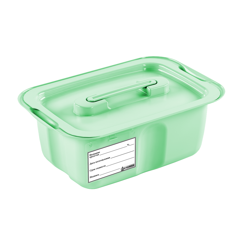 Емкость-контейнер полим. для дезинф. и предстерилиз. обраб. мед.инстр. ЕДПО-3 салатовый