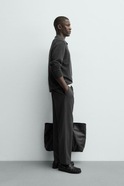 ZARA БРЮКИ STRAIGHT FIT КОМФОРТНОЙ ПОСАДКИ, СЕРЫЙ