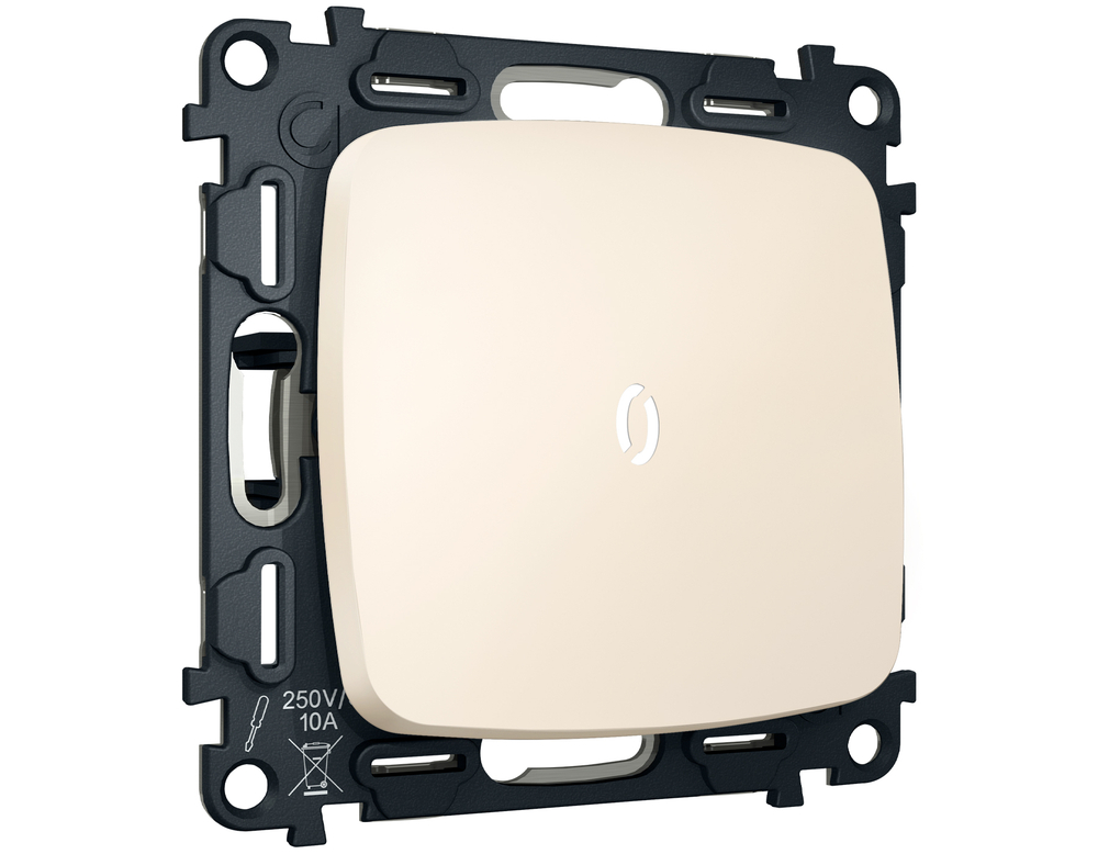 MO322035 Комплект механизма 1-кл проходного выключателя с подсветкой 5600K OMEGA Бежевый матовый QUANT (OP3220, VM105, G25W)