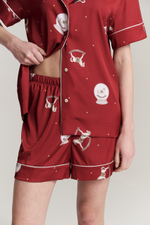 Шелковые шорты с кантом - новогодние лошади