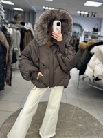 Пуховик oversize  с мехом лисы