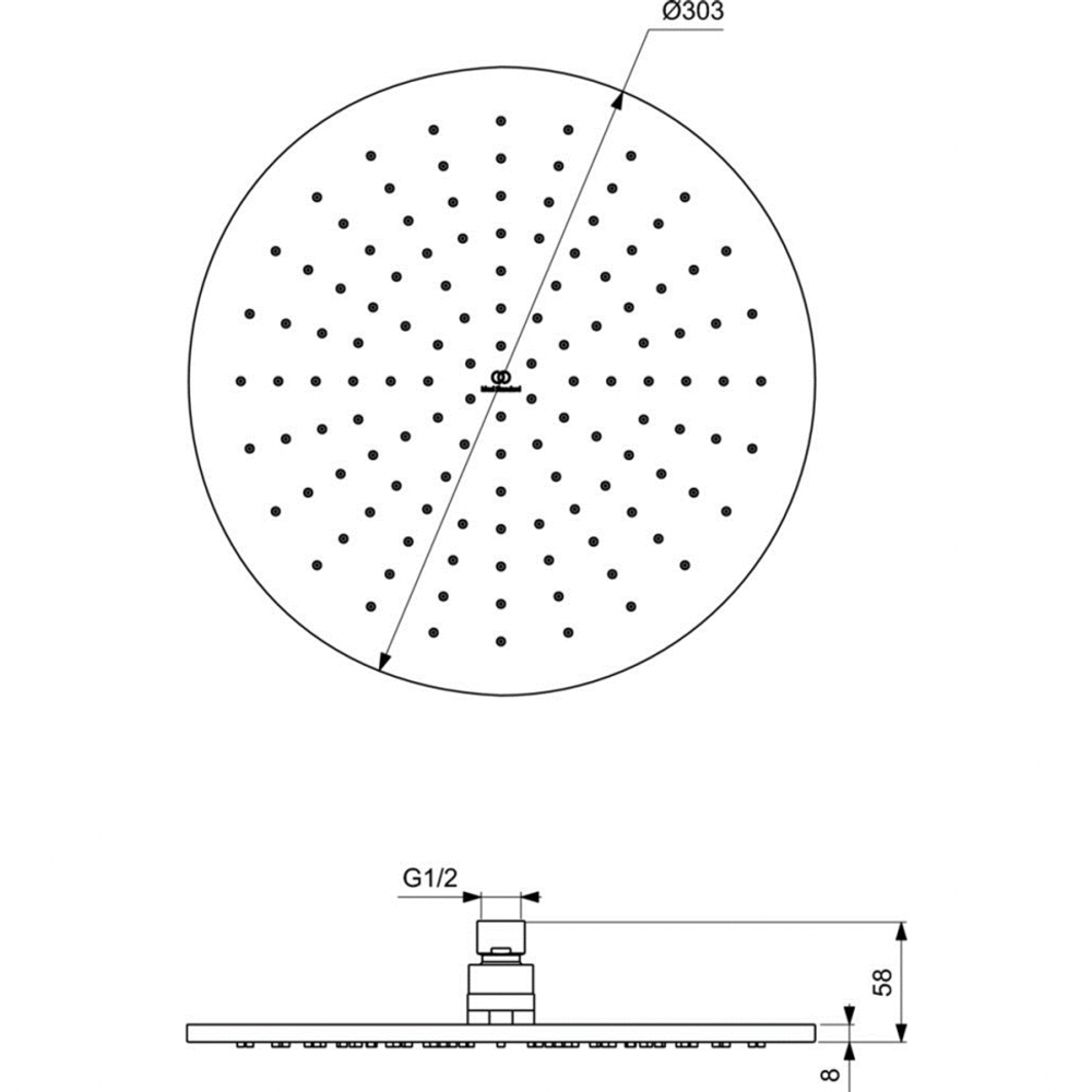 Верхний душ O300 мм Ideal Standard A5803XG