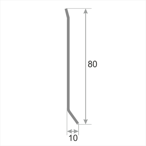 Плинтус из нержавеющей стали 80H глянцевый 2500 мм