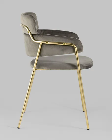 Стул Polin, коричневый велюр с золотыми ножками