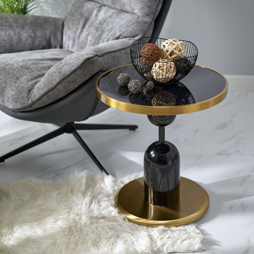 Кофейный столик Gloria диам.50см x 54см, чёрный, металл