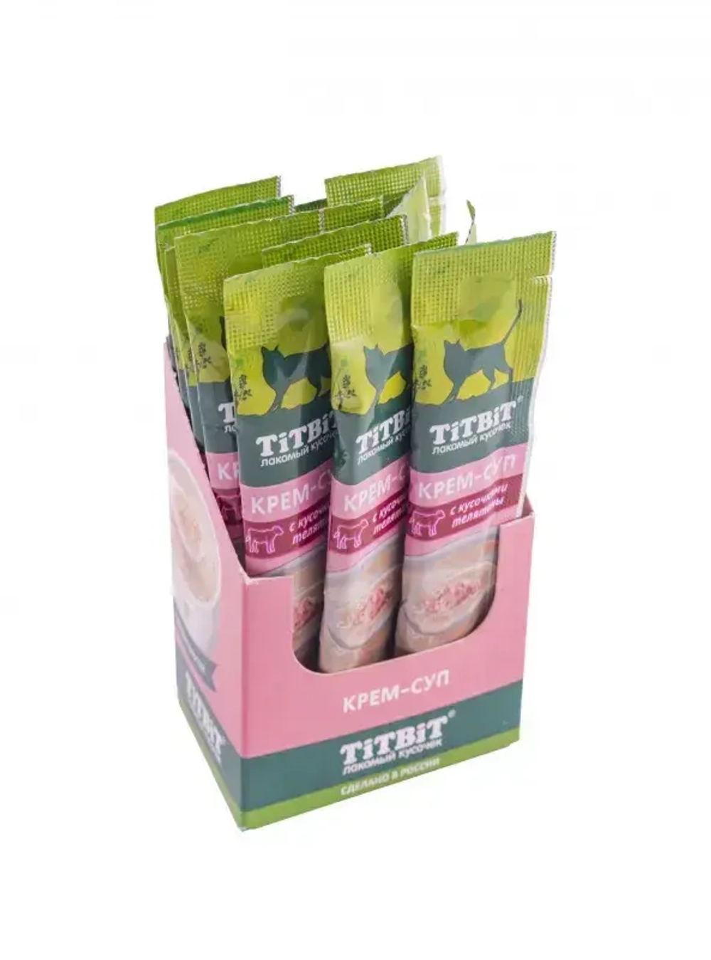 Крем-суп для кошек TiTBiT с кусочками телятины. 16 порций