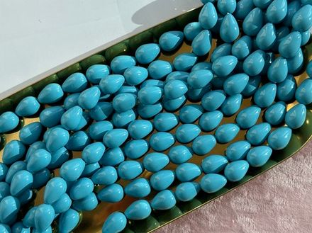 Нить бусин для украшений Капля 9,5х13,5мм, "Майорка-Голубая" (имитация)