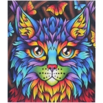 Алмазная мозаика на подрамнике с полным заполнением «МИР ЯРКИХ КРАСОК», радужный кот, 20*20 см