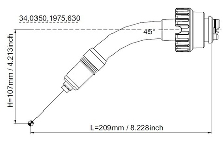 34,0350,1975,630 Гусак 45° сварочной ROBO горелки