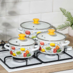 Набор эмалированной посуды 6 пр, кастрюли 1.5,2.3,3 л, Керчь, Цветное печенье-1-Экстра