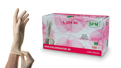 Перчатки смотровые нестерильные латексные неопудренные L 254 SC SFM 50 пар