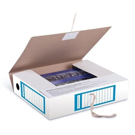 Папка архивная на завязках 75мм, микрогофрокартон, Brauberg, синяя, плотная, до 700 листов