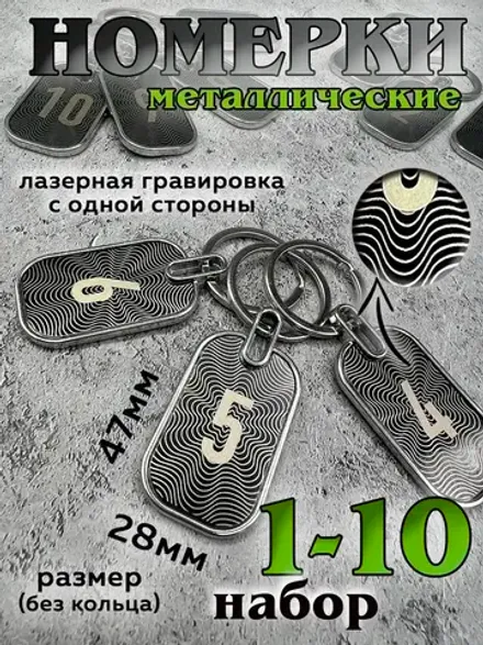 Номерки на ключи металл 1-10