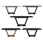 Стол стеклянный Woodville Иматра мрамор черный, черная шагрень, камень