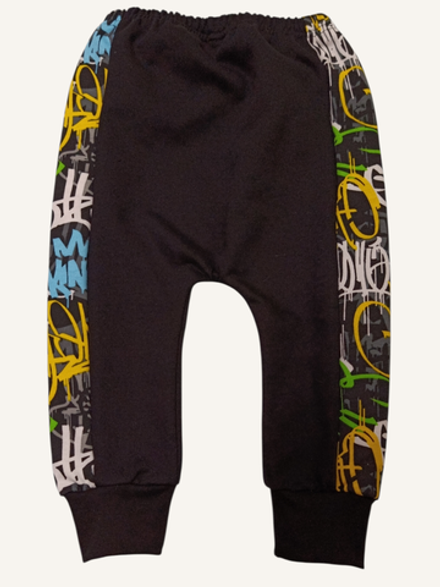 ШФЛ Штанишки ясельные футер 2-х нитка начес с лампасом черный (92)