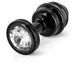 Большой чёрный винтовой плаг ANNI Ano black T2 - 7,5 см. (Цвет: черный)