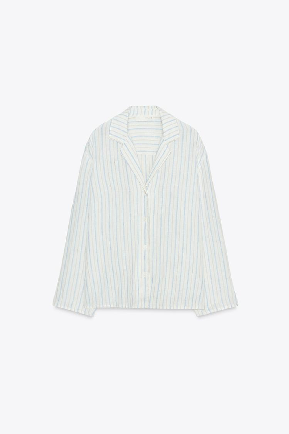 ZARA РУБАШКА-ПИЖАМА В ПОЛОСКУ ИЗ ЛЬНА — ZW COLLECTION, ПОЛОСКИ