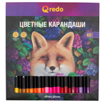 Карандаши цветные Qredo FOX, 48 цветов, пластиковые, трехгранные
