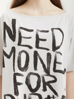 Женская Футболка Broke Af Off White Text Graphic Off Shoulder Oversized