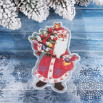 Наклейка на стекло "Дедушка с ёлкой" 15*20 см