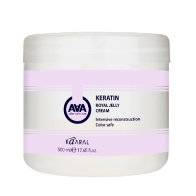 Крем-маска KAARAL AAA Keratin Royal Jelly Cream питательная для восстановления окрашенных и химически обработанных волос - 500 мл.