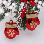 Ёлочные игрушки «Волшебные варежки» 6 см (набор 2 шт), Красный