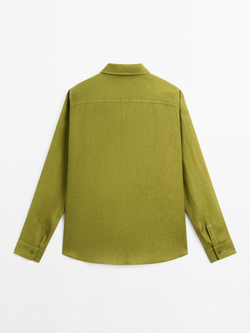 Massimo Dutti Рубашка из струящегося 100% льна, зеленый