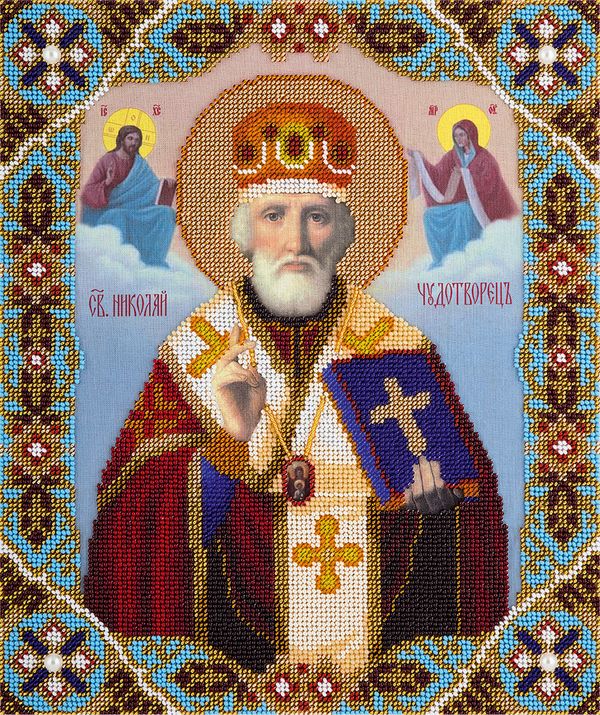 Набор для вышивания бисером Panna, Икона Святителя Николая Чудотворца Мирликийского, 25,5х30.5 см
