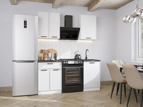 Прямая модульная кухня Фрейм-07 White Silk - Белый 2140*1100*600