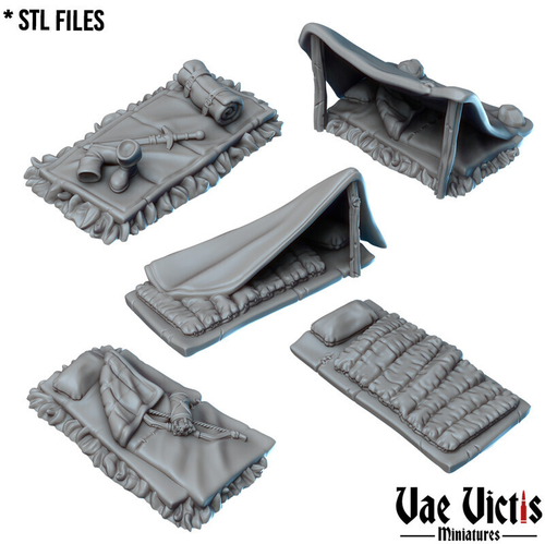 Кровать лежанка спальник НАБОР террейн миниатюра для dnd, днд, pathfinder, фентези, Настольная игра, НРИ, Варгейм, РПГ