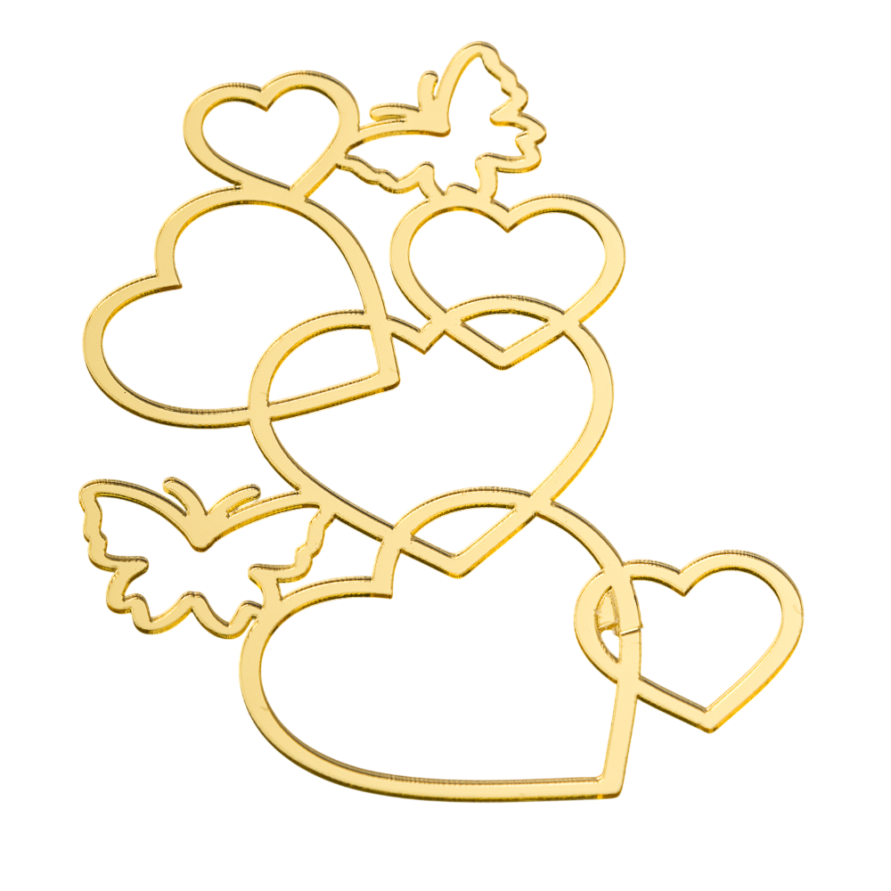 Топпер без шпажки "Дорога любви, бабочка" золотой 15,5х9 см