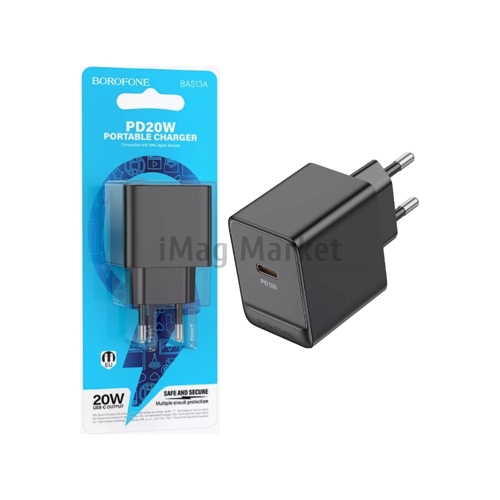 Сетевое зарядное устройство Borofone BAS13A, 1 USB-C, 20W, 3A, черный