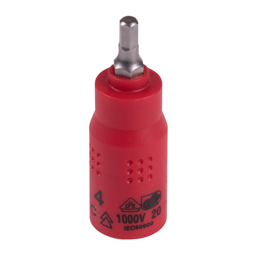 KING TONY (2035VE04) Насадка (бита) торцевая диэлектрическая 1/4", HEX, 4 мм, L = 54 мм