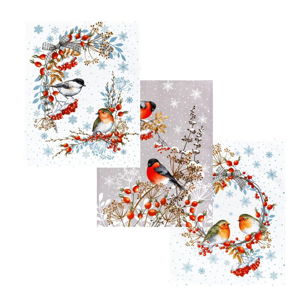 Набор кухонных полотенец, 3 шт , 45х60 см , рогожка