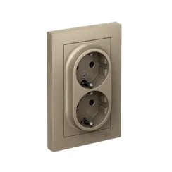 Розетка 2-м СП AtlasDesign 16А IP20 с заземл. в сборе шампань SE ATN000524