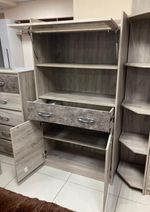 Шкаф витрина Дакота серый крафт/тиз серый ЛДСП