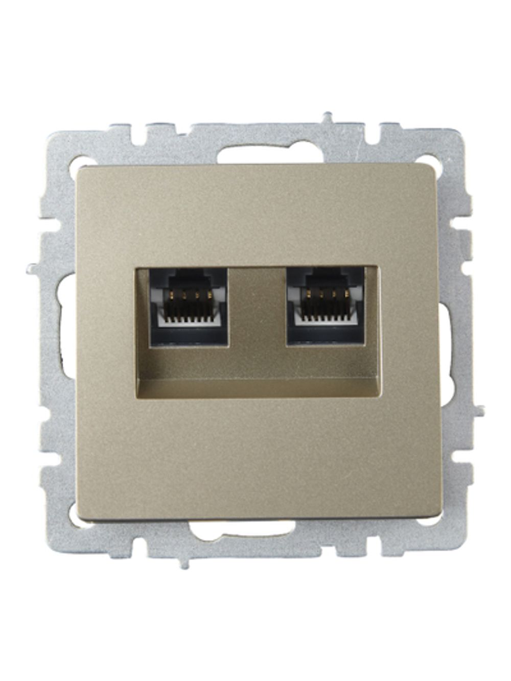 BRITE Розетка компьютерная двойная RJ45 кат.6 РК11-2-БрШ шампань IEK