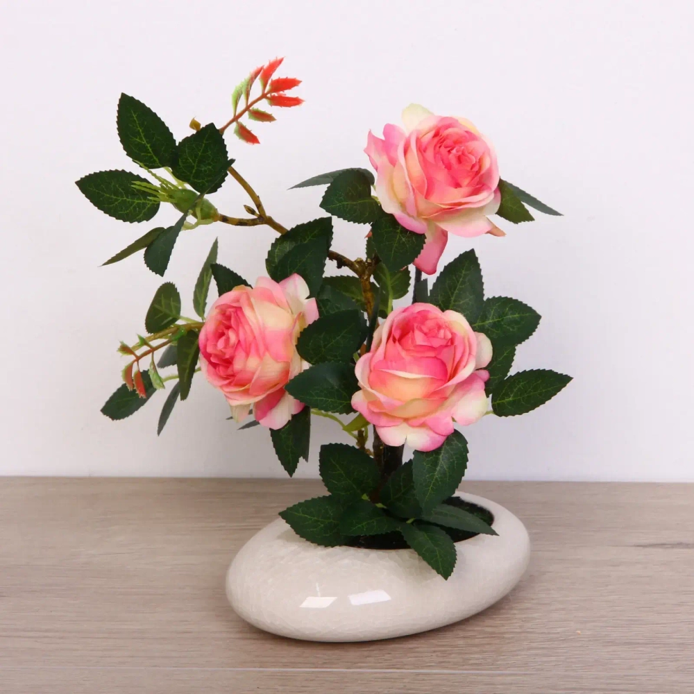 Цветочная композиция «Розовый восторг» 25см в горшке, цвет розовый