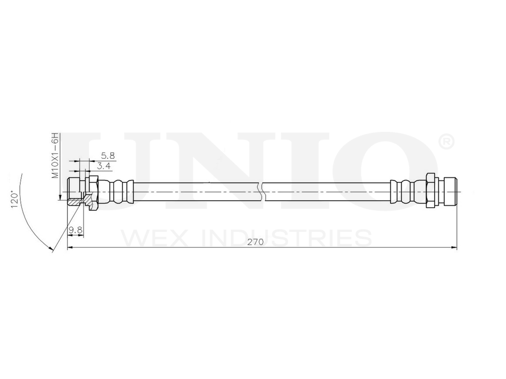 Шланг тормозной задний UNIO BRH-10057