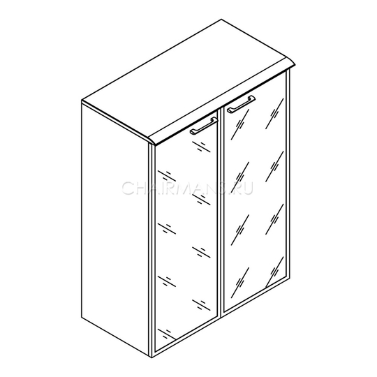 Шкаф со стеклянными дверьми в алюминевой рамке с топом Skyland WAVE WMC 85.7 бук тиара