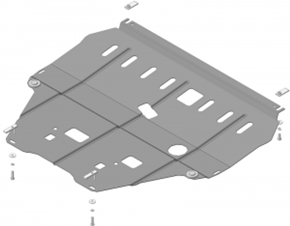 Защита картера Двигателя, КПП. 2 мм, Сталь. для Citroen C4 Grand Picasso 2010-2014, Citroen C4 Grand Picasso 2006-2010 MOTODOR.00413