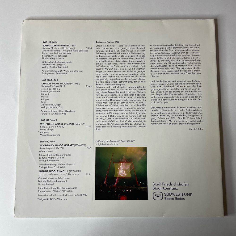 Винтажная виниловая пластинка LP Сборник Классической Музыки Bodensee Festival 1989 (Германия 1989)