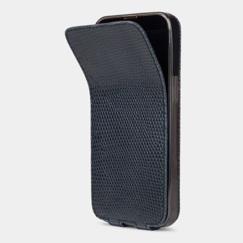 Чехол для iPhone 14 Pro из кожи ящерицы, синего цвета