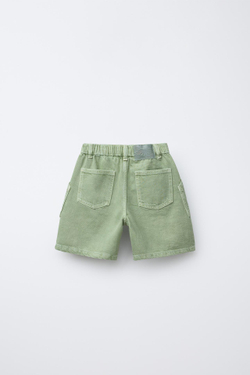 ZARA ШОРТЫ-БЕРМУДЫ ИЗ ТВИЛА, ЗЕЛЕНЫЙ